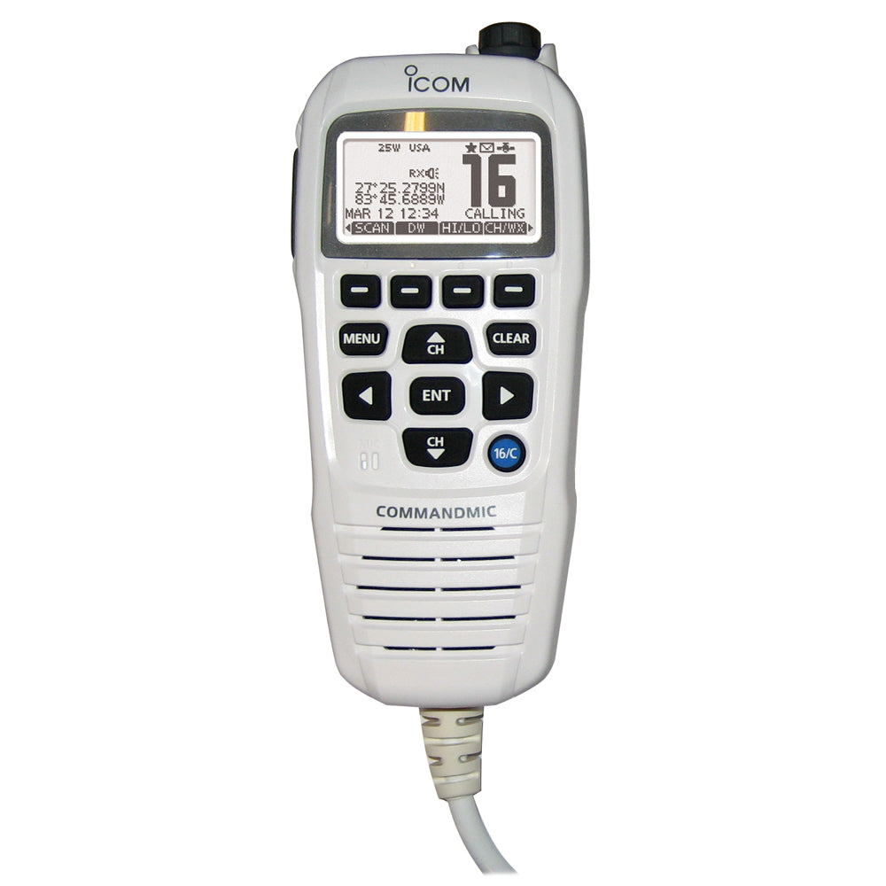 Icom HM195 CommandMic&trade; IV with White BlackLit LCD - Super White