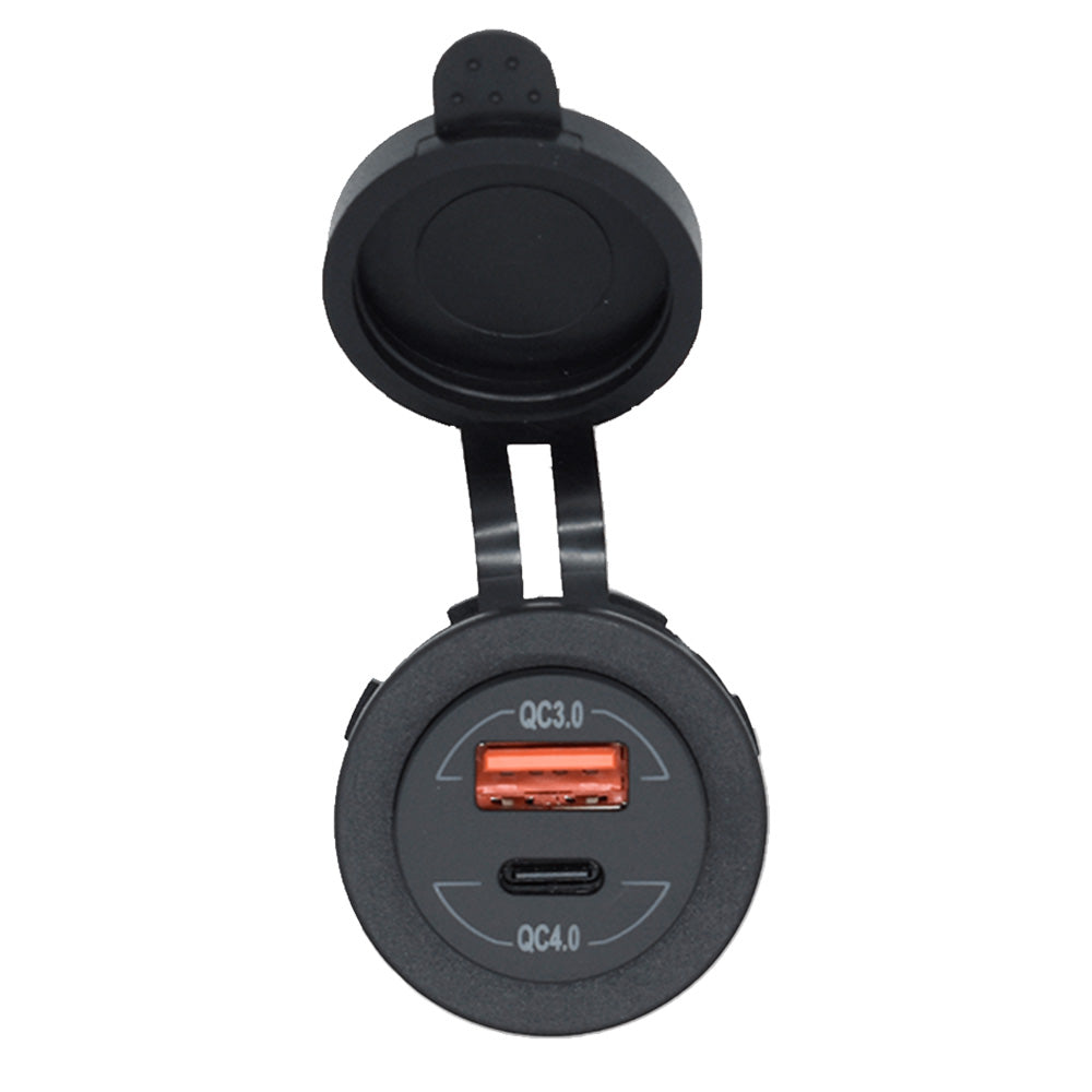 Bluewater Round Dual USB/USB-C Charger [3000-4001A]