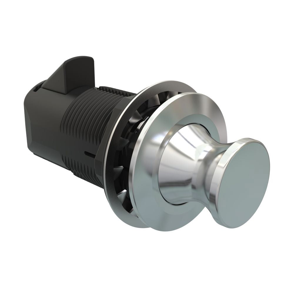 Southco Point Push-to-Close Latch, Round Housing, Chrome Housing, Chrome Knob [MP-05-312-11]