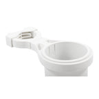 Camco Clamp-On Rail Mounted Cup Holder - Small for Up to 1-1/4" Rail - White  [53086]
