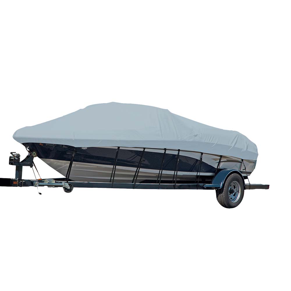 Carver Sun-DURA&reg; Styled-to-Fit Boat Cover f/18.5' Sterndrive V-Hull Runabout Boats (Including Eurostyle) w/Windshield &amp; Hand/Bow Rails - Grey