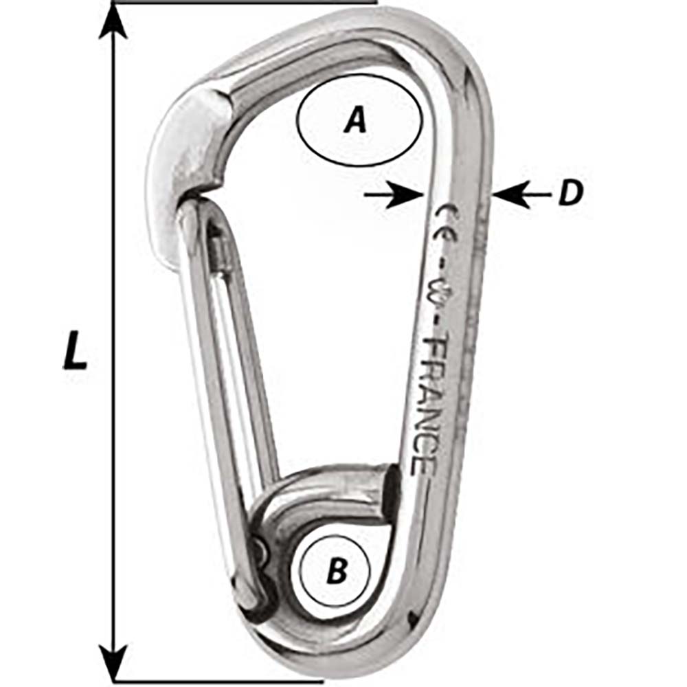 Wichard Asymmetric Carbine Hook - Length 80mm - 5/16" [2325W]