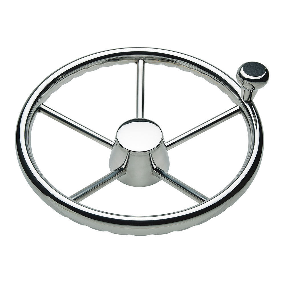 Schmitt Marine 170 Finger Grip Destroyer 5-Spoke 15.5" Stainless Steel Cap 3/4" Tapered Shaft w/Knob [1731521FGK-R]