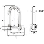 Wichard Self-Locking Long D Shackle - 10mm Diameter - 13/32" [1215W]