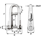 Wichard HR Key Pin Shackle With Bar - 8mm Pin Diameter [91434W]