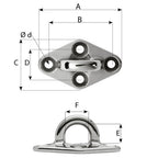Wichard Diamond Pad Eye - Round - 79mm Length (3-7/64") - M6 Screw [6645W]