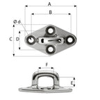 Wichard Diamond Pad Eye - Square - 98mm Length (3-55/64") - M8 Screw [6656W]