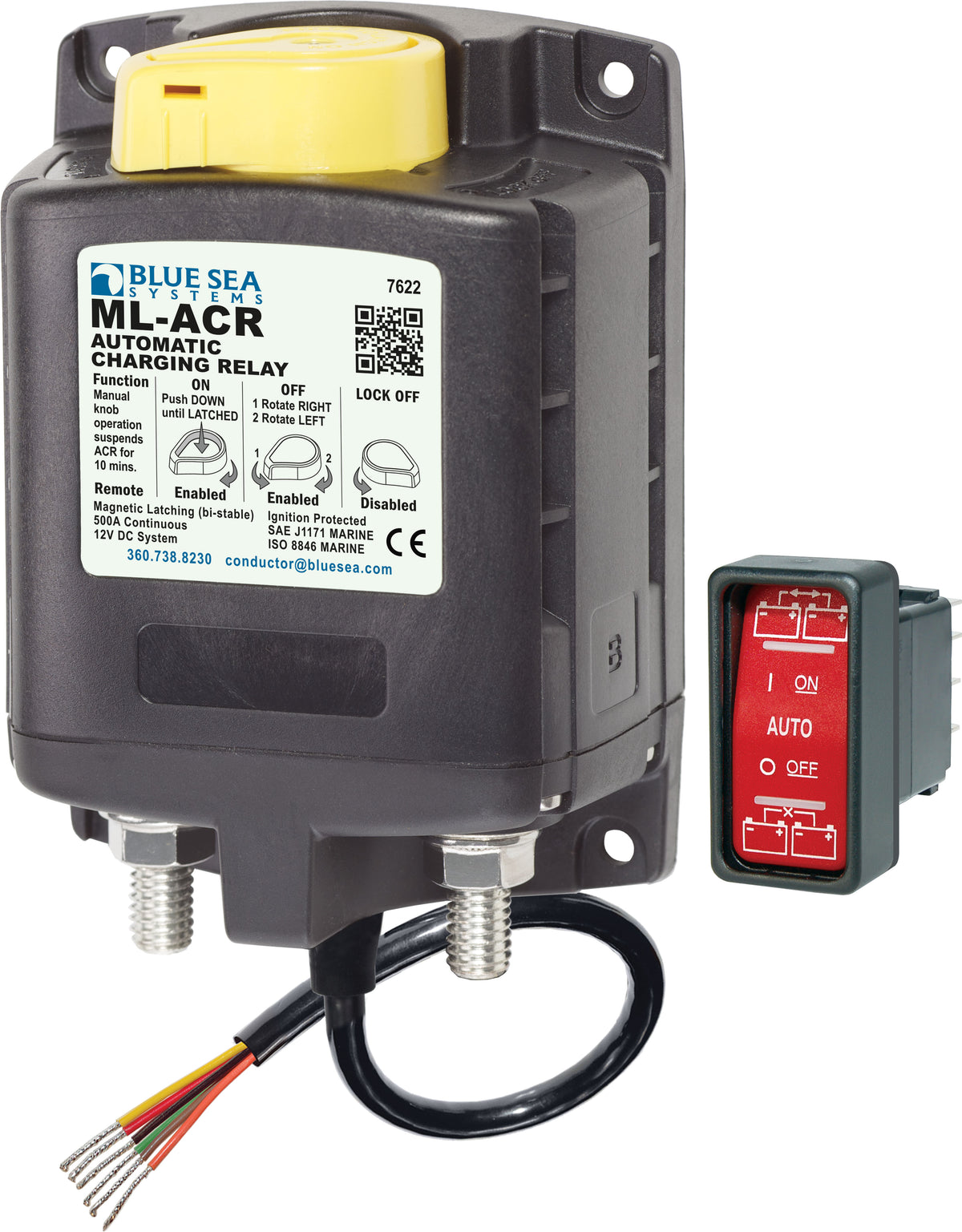 Blue Sea ML-ACR Automatic Charging Relay With Manual Control 12vDC