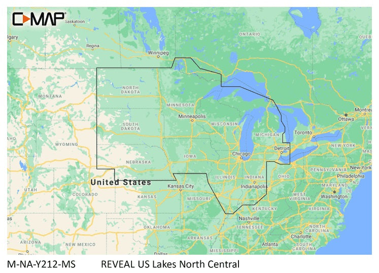 C-Map Reveal Inland US Lakes North Central