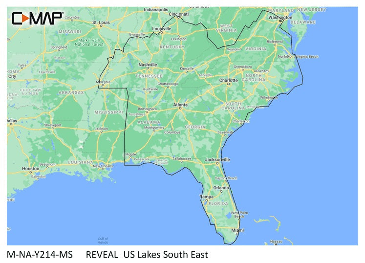C-Map Reveal Inland US Lakes South East