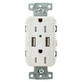 Hubbell USB15A5W White Outlet Dual 15 Amp 125v 2-Pole and Dual 5 Amp