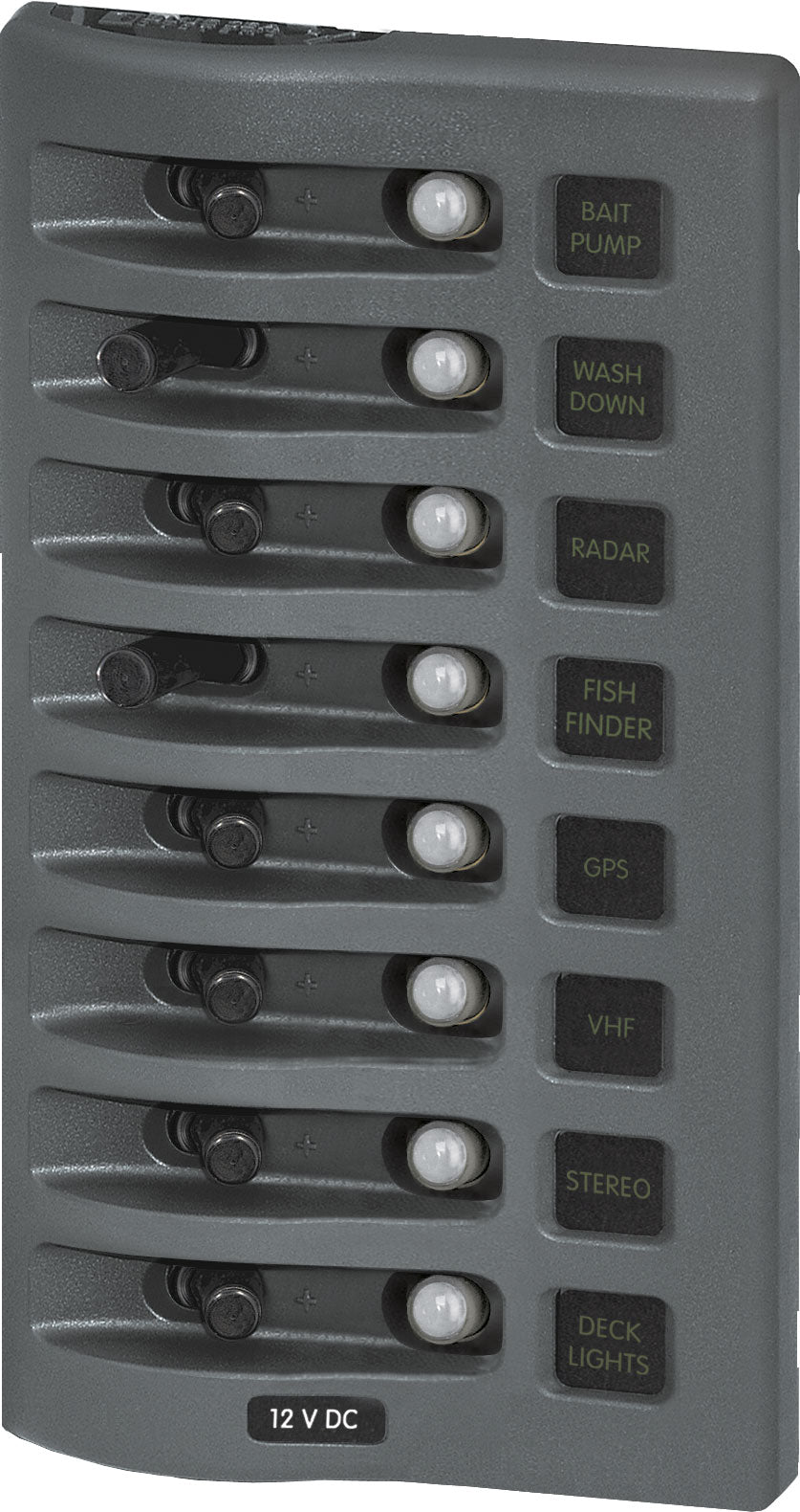 BLUE SEA PANEL WD 12VDC CLB 8POS GRAY [4378-BSS]