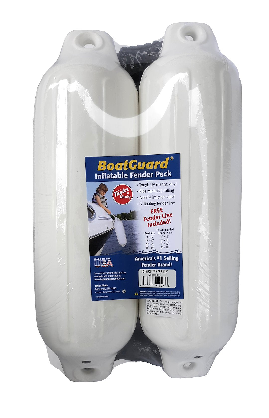 TAYLOR MADE 5' X 18' BG 2 PK. WHITE W/BLK. ROPE [310152P]