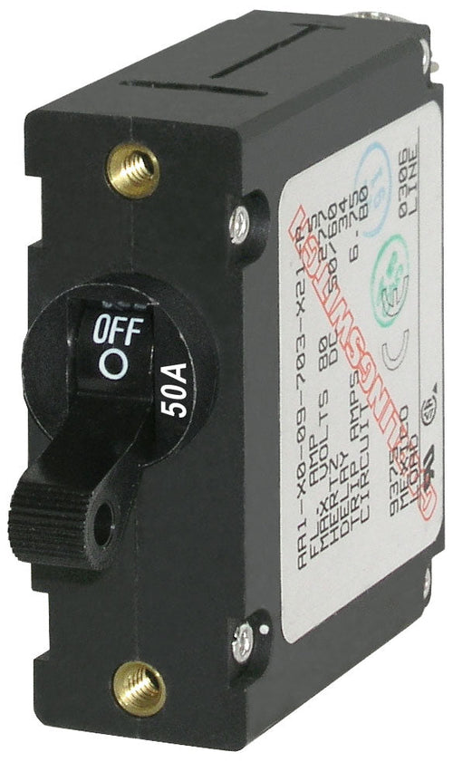 BLUE SEA CIRCUIT BREAKER AA1TOGGLE 50A BLK [7228-BSS]