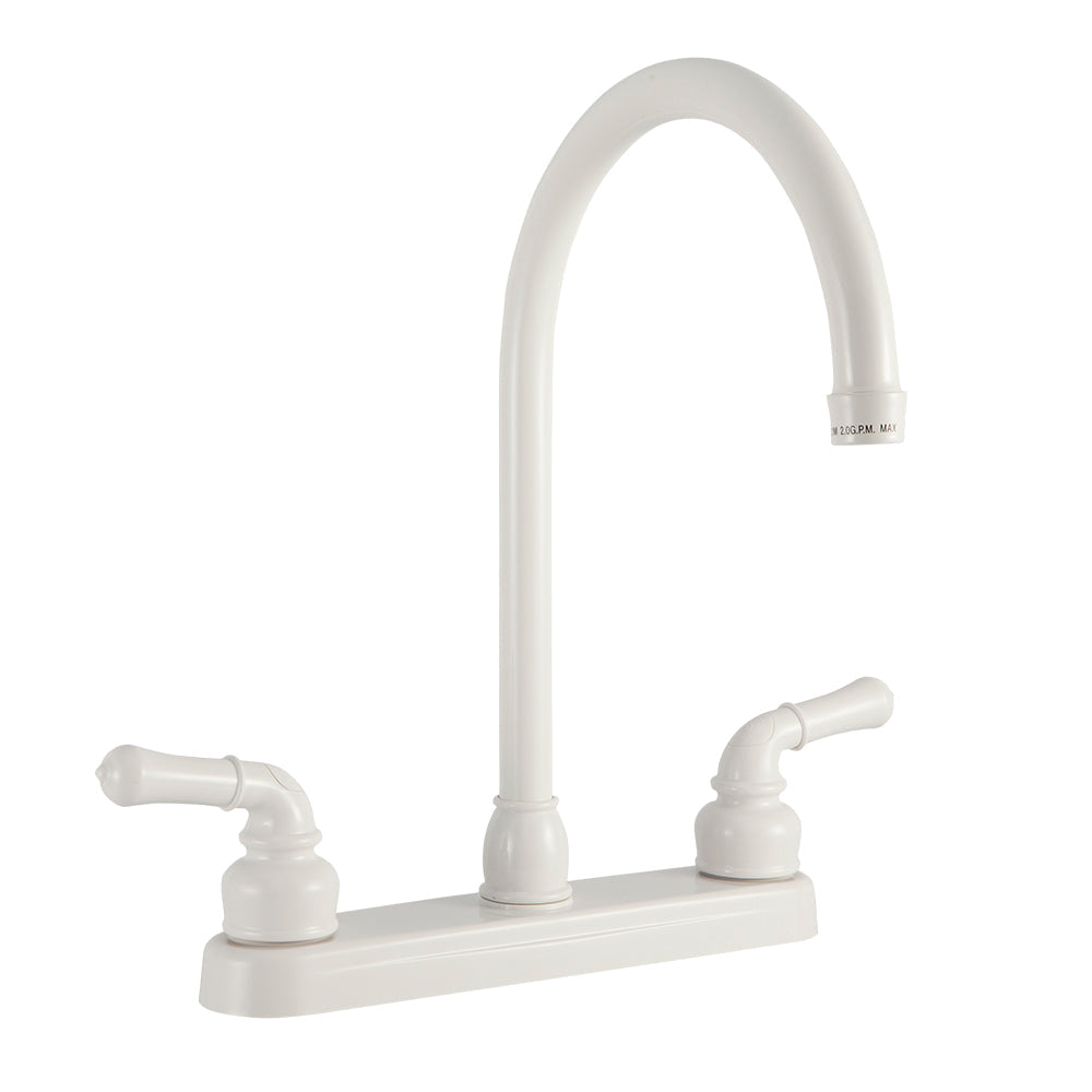 DURA FAUCET J-SPOUT RV KITCHEN FAUCET WHITE [DF-PK330HC-WT]