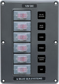 BLUE SEA PANEL SWITCH H2O CB 6POS GRAY [4322-BSS]