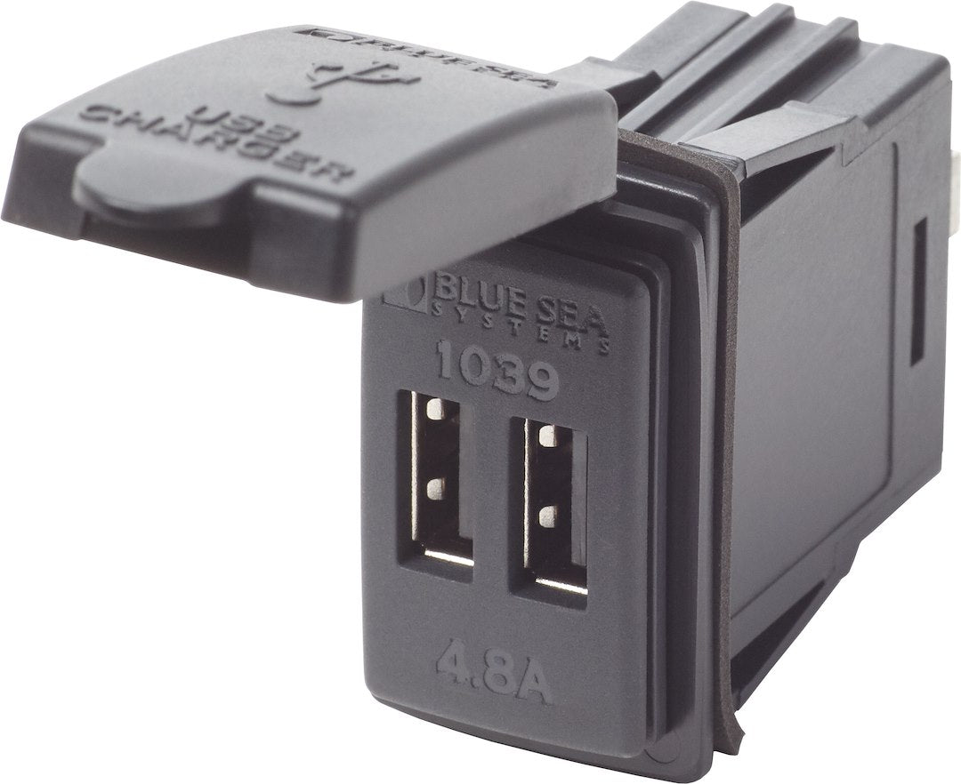 BLUE SEA 12/24VDC DUAL USB 4.8A SWMNT [1039-BSS]