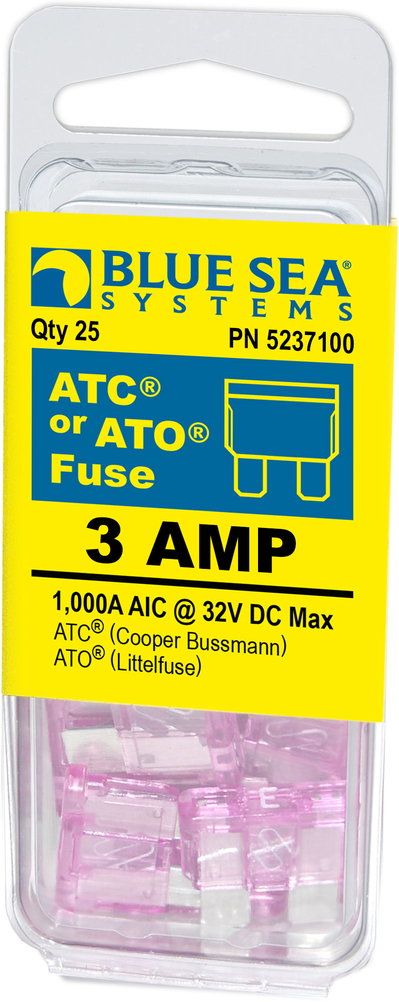 BLUE SEA FUSE ATO/ATC 3A PACK 25 [5237100-BSS]