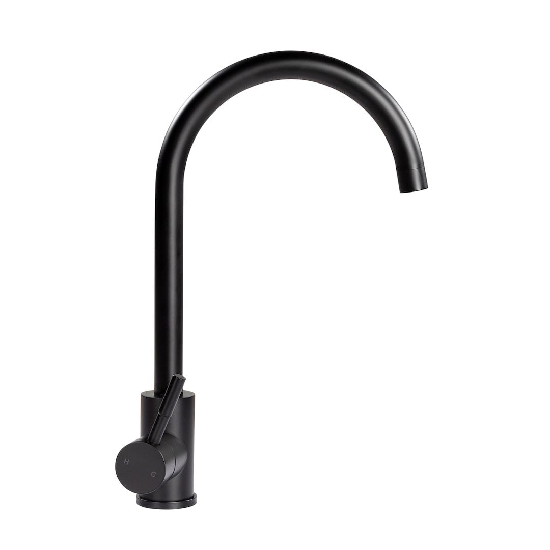LIPPERT COMP CURVED GOOSENECK FAUCET-BLACK MATTE [2021090601]