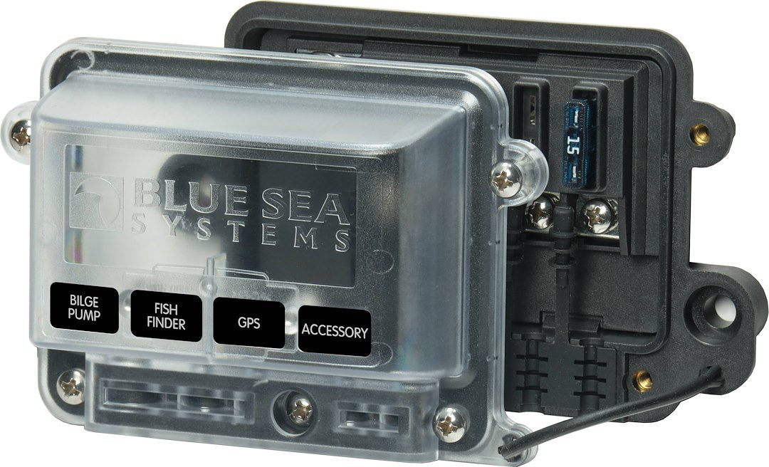 BLUE SEA FUSE BLOCK STBLADE H2O 4CIRC FUSE [5056-BSS]