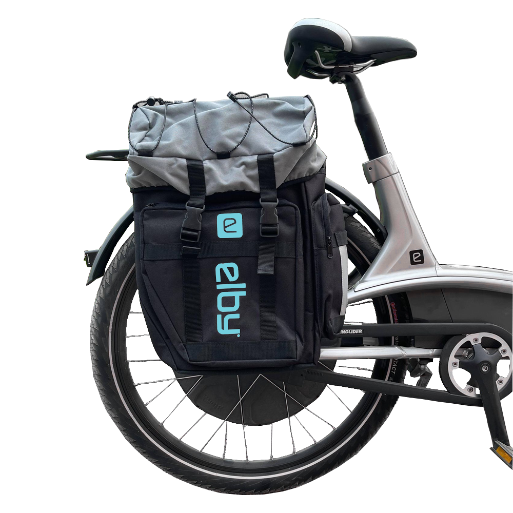 ELBY BIKES PANNIER BAG BLK W/MALIBU BLUE LOGO [E08158]