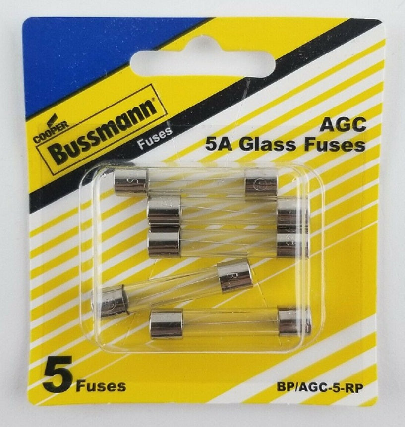 BUSSMANN 5PK BP/AGC5 FUSES [BP/AGC-5-RP]