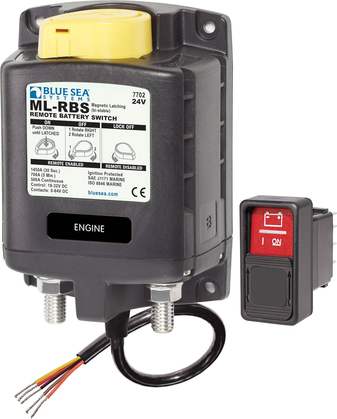 BLUE SEA SOLENOID ML 500A 24V RBS W/MANCONT [7702-BSS]