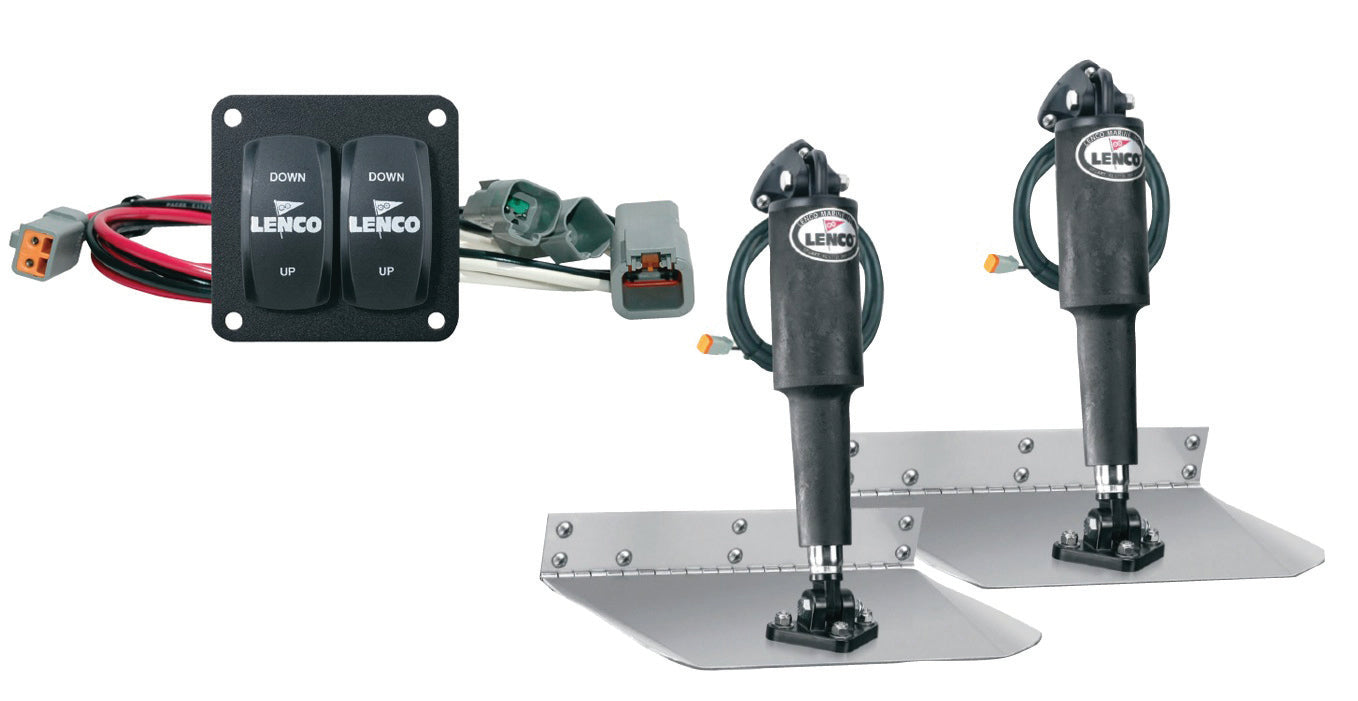 Lenco 9inx12in Standard Mount Trim Tab Kit 12v With Double Rocker