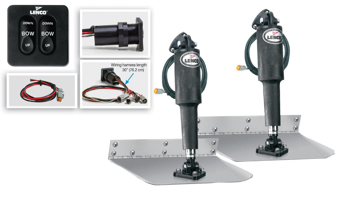 Lenco 9inx12in Standard Mount Trim Tab Kit 12v Standard Integrated