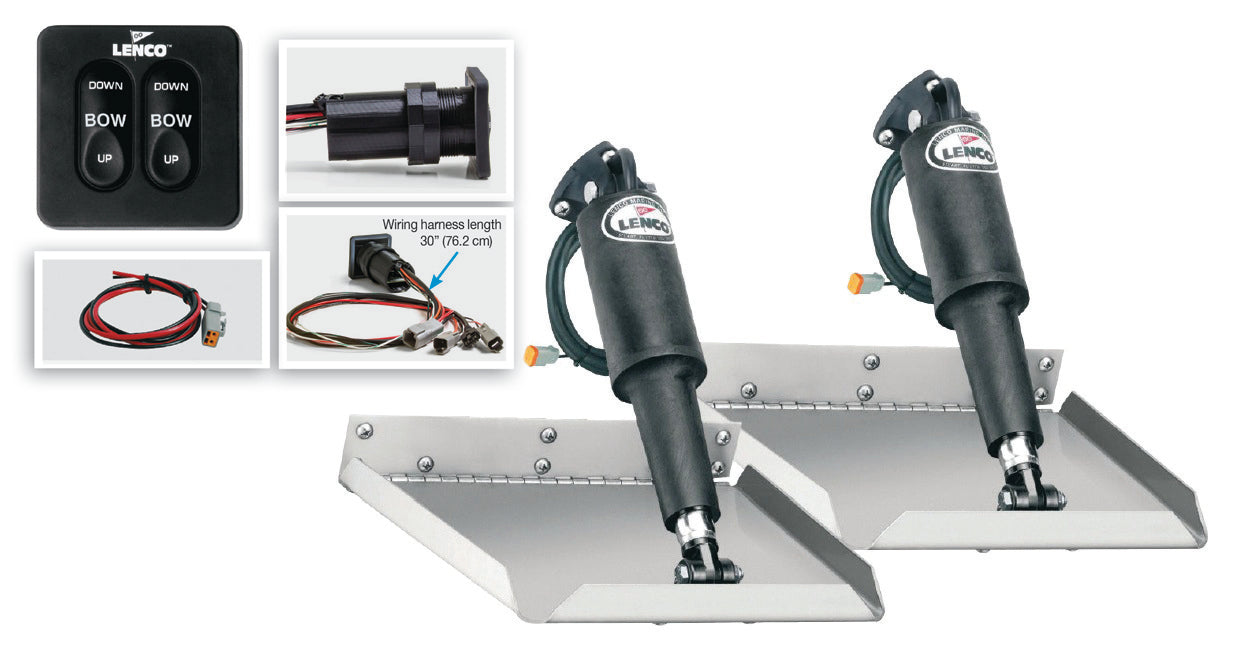 Lenco 12inx12in Edge Mount Trim Tab Kit 12v With Standard Switch