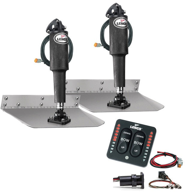 Lenco 9inx12in Standard Mount Trim Tab Kit 12v LED Integrated Switch