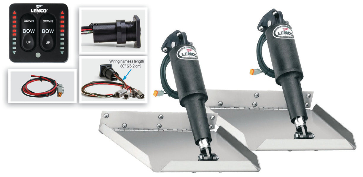 Lenco 12inx12in Edge Mount Trim Tab Kit 12v With LED Integrated Switch
