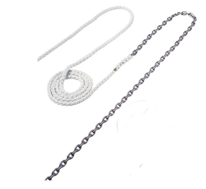 Maxwell 10ft of 1/4in HT Chain Splice to 300ft of 1/2in Nylon Brait