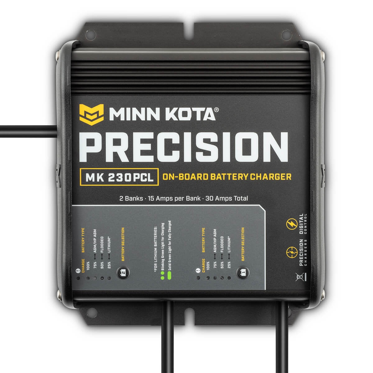 Minn Kota MK230PCL Precision Charger 2 Bank 15 Amps With 6ft AC Power