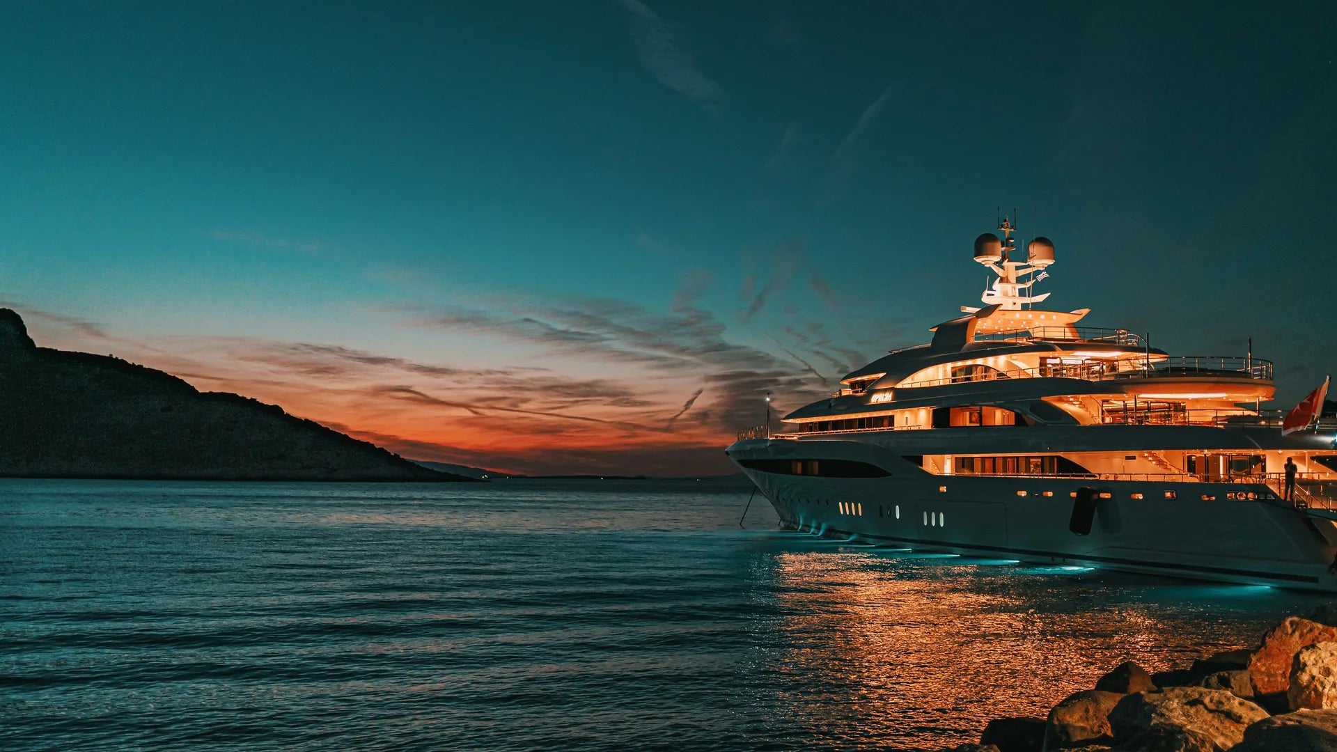 Yacht at sunset - CoreWave Electronics